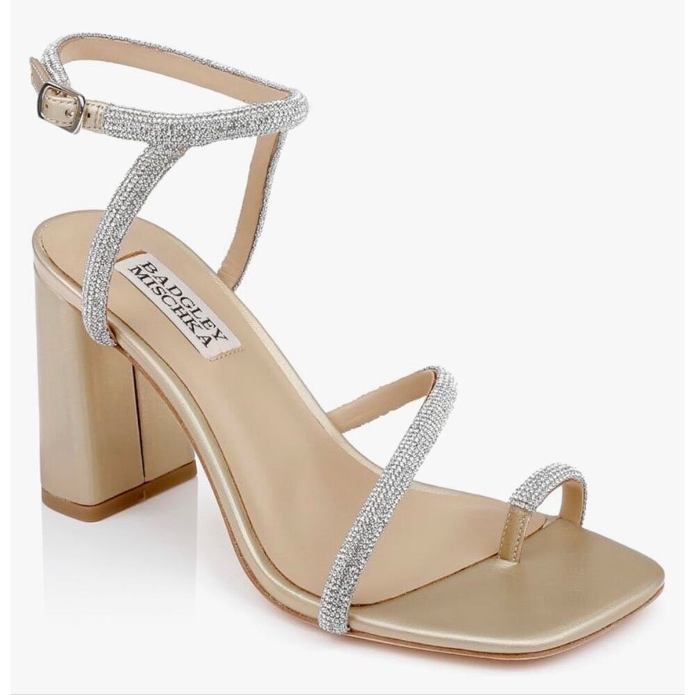 Badgley Mischka Women's Dalilah Strappy Bock Heel Sandals Size 7.5